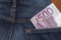 Euros (EUR) in a pocket. Royalty Free Stock Photo