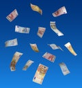 Euros floating in air