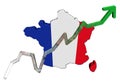 Euros graph on France map flag Royalty Free Stock Photo