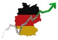 Euros graph on Germany map flag Royalty Free Stock Photo