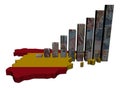 Euros graph on Spain map flag Royalty Free Stock Photo