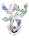 Euro Euros Money Down Drain Debt Crisis Royalty Free Stock Photo