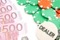Euros and plastic chips Royalty Free Stock Photo