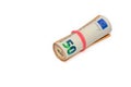 euros rolled into a tube, 50 euro bills on a white background 5 Royalty Free Stock Photo
