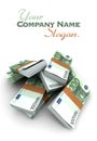 100 Euros stacks on white background Royalty Free Stock Photo