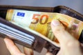 Euros in wallet Royalty Free Stock Photo