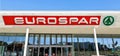 Eurospar logo and brand name over the entrance of town store