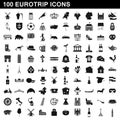 100 eurotrip icons set, simple style Royalty Free Stock Photo