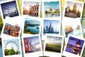 Eurotrip memories shown on polaroid photos - summer vacations Royalty Free Stock Photo