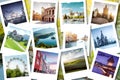 Eurotrip memories shown on polaroid photos - summer vacations Royalty Free Stock Photo