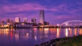 Eurovea Tower after sunset, already Slovakia\'s tallest building, Bratislava capital city Royalty Free Stock Photo