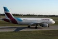 Eurowings plane taxiing on taxiway