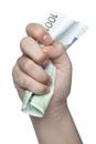 Eurowy crushed one hundred dollar bill, a gesture crisis Royalty Free Stock Photo