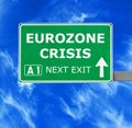 EUROZONE CRISIS road sign against clear blue sky