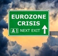 EUROZONE CRISIS road sign against clear blue sky