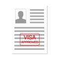 Eurozone Europe Visa Approved Stamp on Document. Travel Immigration Stamp. Approved paper document, red approved stamp