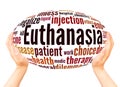 Euthanasia word cloud hand sphere concept Royalty Free Stock Photo