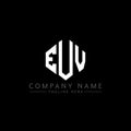 EUV letter logo design with polygon shape. EUV polygon and cube shape logo design. EUV hexagon vector logo template white and Royalty Free Stock Photo