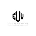 EUV letter logo design with polygon shape. EUV polygon and cube shape logo design. EUV hexagon vector logo template white and Royalty Free Stock Photo