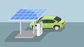 olar cell technology with EV charger station. Electric Vehicle car replenish energy. Royalty Free Stock Photo