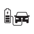 EV car charging battery icon, Electric car refueling energy symbol, Hybrid vehicles eco friendly concept, Vector illustration.