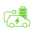 EV car charging battery icon, Electric car refueling energy symbol, Hybrid vehicles eco friendly