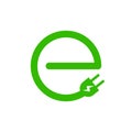 EV car electric vehicle charger logo icon. Hybrid ev car station eco sign green automobile symbol.