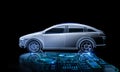 Ev car or electric vehicle with digital graphic interface Royalty Free Stock Photo