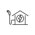 EV charging at home icon. Home charging station thin line icon, electric car concept, home recharge point sign