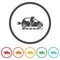 EV charging station icon. Set icons in color circle buttons Royalty Free Stock Photo