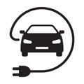 EV electric car with plug icon vector green energy concept for graphic design, logo, web site, social media, mobile app, ui