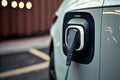 Electric charging station for electric vehicles, EV detail.. outdoor infrastructure, green energy, Illustration. Generative AI Royalty Free Stock Photo