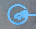 EV - electric vehicle quick charging station sign on asphalt. Royalty Free Stock Photo