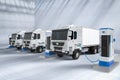 Ev logistic trailer truck or electric vehicle lorry at charging station