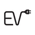 EV with plug icon symbol, Electric vehicle, Charging point logotype, Eco friendly vehicle concept, Vector illustration.