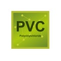 Vector symbol of Polyvinylchloride PVC polymer on the background from connected macromolecules Royalty Free Stock Photo