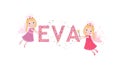 Eva female name with cute fairy