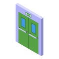 Evacuation doors icon isometric vector. Exit door