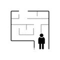 Black solid icon for Evacuation, plan and exit Royalty Free Stock Photo