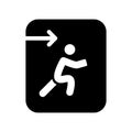 Evacuation exit, right arrow solid icon. vector illustration isolated on white. glyph style design, designed for web and Royalty Free Stock Photo