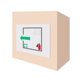 Evacuation plans and fire extinguish cartoon icon