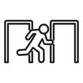 Evacuation run icon outline vector. Exit person