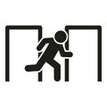 Evacuation run icon simple vector. Exit person