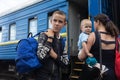 Evacuation train from Pokrovsk, Donetsk region, Ukraine Royalty Free Stock Photo