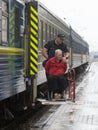 Evacuation train from Pokrovsk, Donetsk region, Ukraine Royalty Free Stock Photo