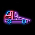 Evacuator Truck neon glow icon illustration