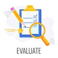 Evaluate icon. Mission, vision, plan and analysis. Royalty Free Stock Photo