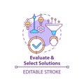 Evaluate and select solutions concept icon