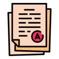 Evaluated test paper icon, outline style Royalty Free Stock Photo