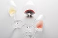 Evaluation of different types of wine pink, white, red. Royalty Free Stock Photo